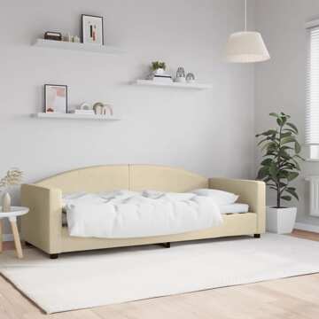 Sofá-cama 80x200 cm Tecido Cor Creme