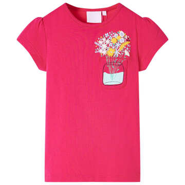 T-shirt Infantil com Estampa Floral Rosa Brilhante 116