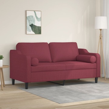 Sofá 2 Lug. + Almofadas Decorativas 140cm Tecido Vermelho Tinto