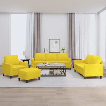 Conjunto de Sofás com Almofadões Tecido Amarelo-claro 4 pcs