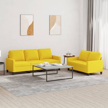 Conjunto de Sofás com Almofadões Tecido Amarelo-claro 2 pcs