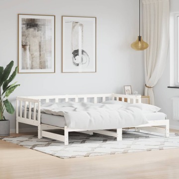 Sofá-cama com Gavetão 90x190 cm Madeira de Pinho Maciça Branco