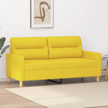 Sofá de 2 Lugares 140 cm Tecido Amarelo-claro