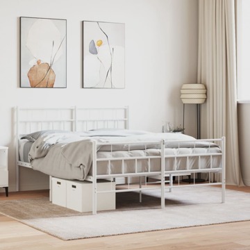 Estrutura de Cama com Cabeceira e Pés 150x200 cm Metal Branco