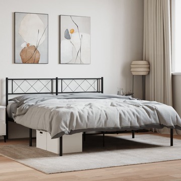 Estrutura de Cama com Cabeceira 135x190 cm Metal Preto