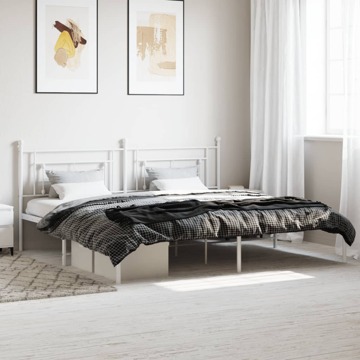 Estrutura de Cama com Cabeceira 200x200 cm Metal Branco