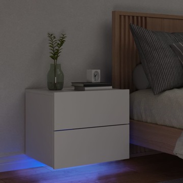 Mesa de Cabeceira de Parede com Luzes LED Branco