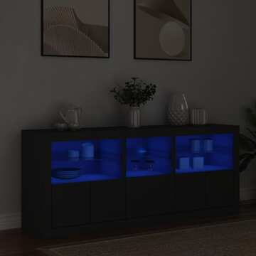 Aparador com Luzes LED 162x37x67 cm Preto