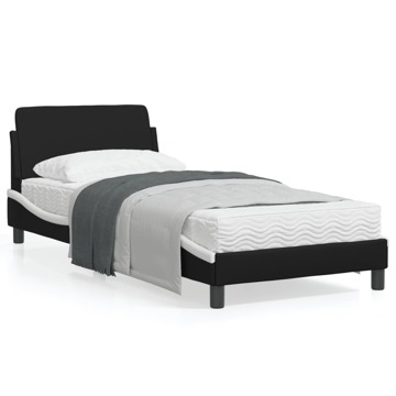 Estrutura Cama C/ Cabeceira Couro Artif. 80x200 cm Preto/branco