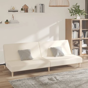 Sofá-cama de 2 Lugares Tecido Cor Creme