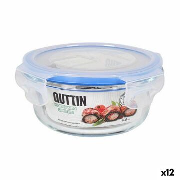 Lancheira Redonda com Tampa Quttin Transparente 400 Ml ø 13,5 X 6 cm (12 Unidades)