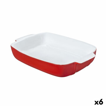 Travessa para o Forno Pyrex Signature Retangular Vermelho 29 X 19 X 7 cm Cerâmica Branco (6 Unidades)