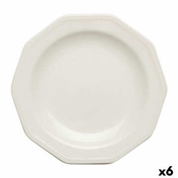 Prato de Sobremesa Churchill Artic Cerâmica Branco Servies (ø 20,5 cm) (6 Unidades)