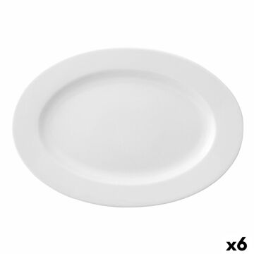 Plat Bord Ariane Prime Oval Cerâmica Branco (38 X 25 cm) (6 Unidades)