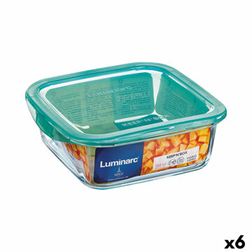 Lancheira Quadrada com Tampa Luminarc Keep'n Lagon 760 Ml 13 X 6 cm Turquesa Vidro (6 Unidades)