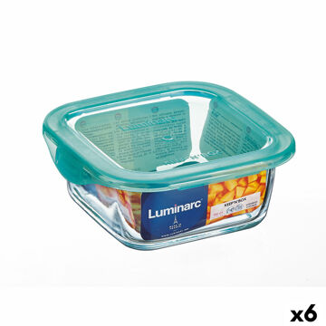 Lancheira Quadrada com Tampa Luminarc Keep'n Lagon 15,6 X 6,6 cm Turquesa 1,22 L Vidro (6 Unidades)