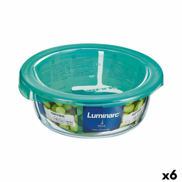 Lancheira Redonda com Tampa Luminarc Keep'n Lagon 13,5 X 6 cm Turquesa 680 Ml Vidro (6 Unidades)