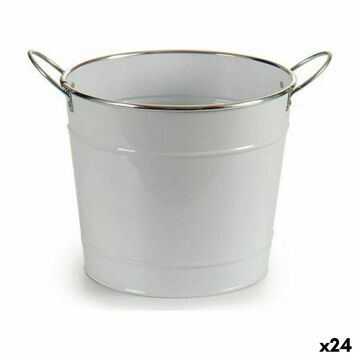 Plantador com Pegas Prateado Metal Branco (23 X 19,5 X 30,5 cm) (24 Unidades)