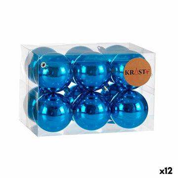 Conjunto de Bolas de Natal Azul Plástico (ø 7 cm) (12 Unidades)