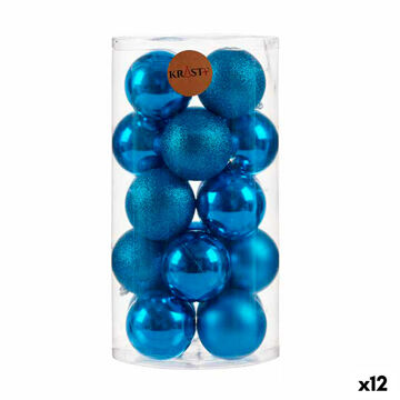 Conjunto de Bolas de Natal Azul Pvc (12 Unidades)