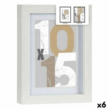 Moldura de Fotos 16 X 21 X 2,5 cm Branco Vidro Madeira Mdf (6 Unidades)