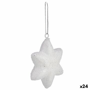 Conjunto de Decorações de Natal Estrela Branco 6,5 X 6,5 X 2 cm (24 Unidades)