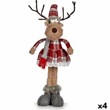 Figura Decorativa Veado Branco Castanho Vermelho Cinzento 16 X 57 X 22 cm (4 Unidades)