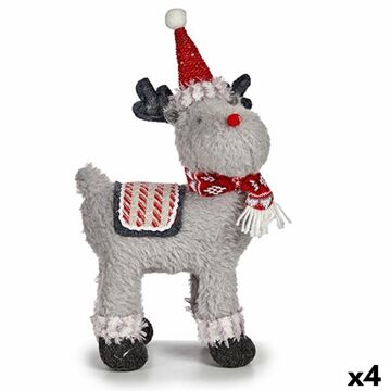 Figura Decorativa Rena de Natal Vermelho Cinzento 21 X 36 X 36 cm (4 Unidades)