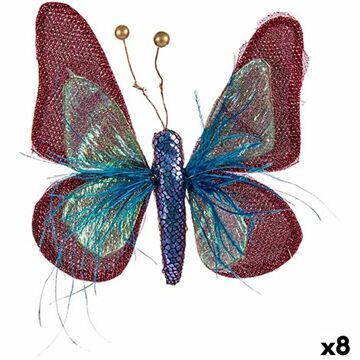 Figura Decorativa Borboleta Azul Cor de Rosa 14 X 3 X 18 cm (8 Unidades)