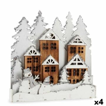 Figura Decorativa Leve Povoação Branco Castanho Madeira 44 X 44,7 X 6 cm (4 Unidades)