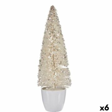 Figura Decorativa árvore de Natal Branco Plástico 10 X 33 X 10 cm (6 Unidades)