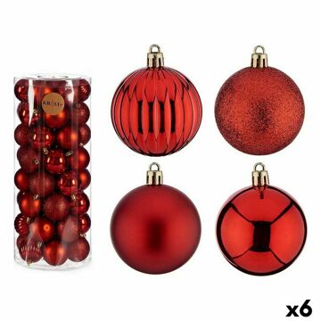 Conjunto de Bolas de Natal Vermelho Plástico 6 X 7 X 6 cm (6 Unidades)