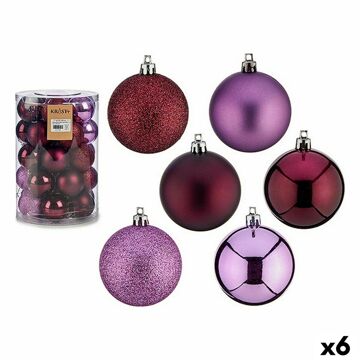 Conjunto de Bolas de Natal Roxo Plástico 6 X 7 X 6 cm (6 Unidades)