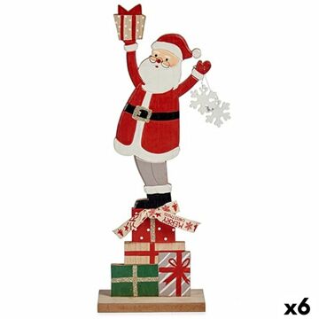 Figura Decorativa Pai Natal Branco Vermelho Cinzento Madeira 7 X 40 X 14 cm (6 Unidades)