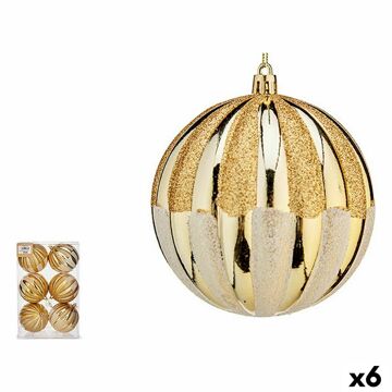 Conjunto de Bolas de Natal 8 cm Dourado Pvc (6 Unidades)