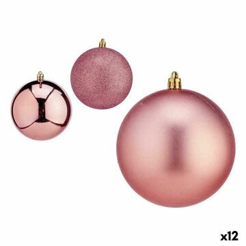 Conjunto de Bolas de Natal Cor de Rosa Plástico 10 X 11 X 10 cm (12 Unidades)