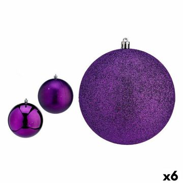 Conjunto de Bolas de Natal Roxo Pvc ø 12 cm (6 Unidades)