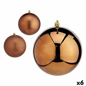 Conjunto de Bolas de Natal Castanho Plástico 12 X 13 X 12 cm (6 Unidades)