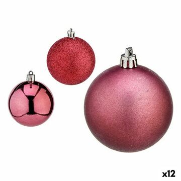 Conjunto de Bolas de Natal Cor de Rosa Plástico 6 X 7 X 6 cm (12 Unidades)