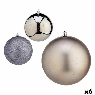 Conjunto de Bolas de Natal Prateado Plástico ø 12 cm (6 Unidades)