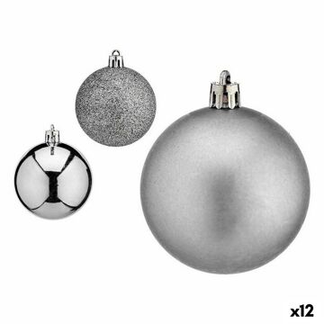 Conjunto de Bolas de Natal Prateado Plástico ø 6 cm (12 Unidades)