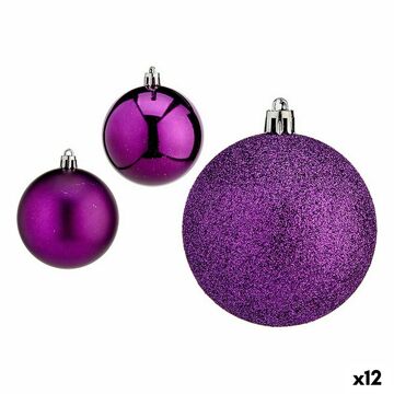 Conjunto de Bolas de Natal Roxo Plástico 7 X 8 X 7 cm (12 Unidades)