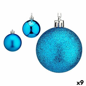 Conjunto de Bolas de Natal 6 cm Azul Plástico (9 Unidades)