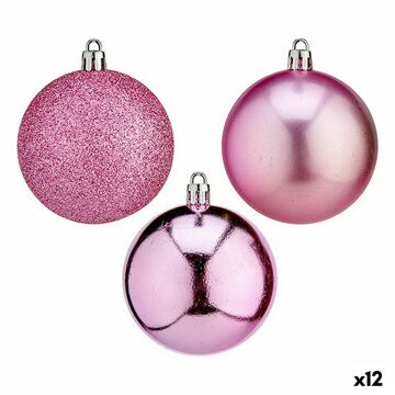 Conjunto de Bolas de Natal Cor de Rosa Pvc ø 7 cm (12 Unidades)