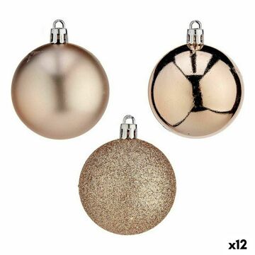 Conjunto de Bolas de Natal Champagne Plástico ø 6 cm (12 Unidades)