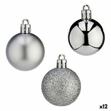 Conjunto de Bolas de Natal 4 cm Prateado Plástico (12 Unidades)