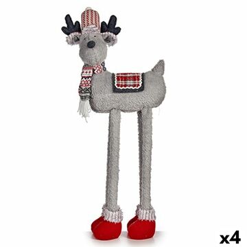 Figura Decorativa Rena de Natal Vermelho Cinzento 23 X 55 X 49 cm (4 Unidades)