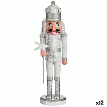 Figura Decorativa Quebra-nozes Branco Prateado Plástico 9,5 X 28,5 X 7,5 cm (12 Unidades)