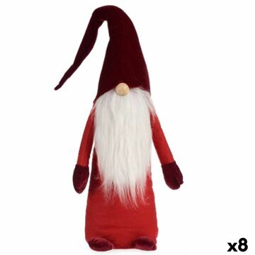 Figura Decorativa Gnomo Branco Vermelho Poliéster Madeira Areia 20 X 100 X 25 cm (8 Unidades)