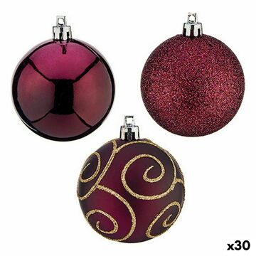 Conjunto de Bolas de Natal Roxo Plástico 6 X 7 X 6 cm (30 Unidades)